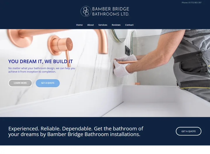 B&B Bathrooms Ltd website screenshot built by Web Spinner UK