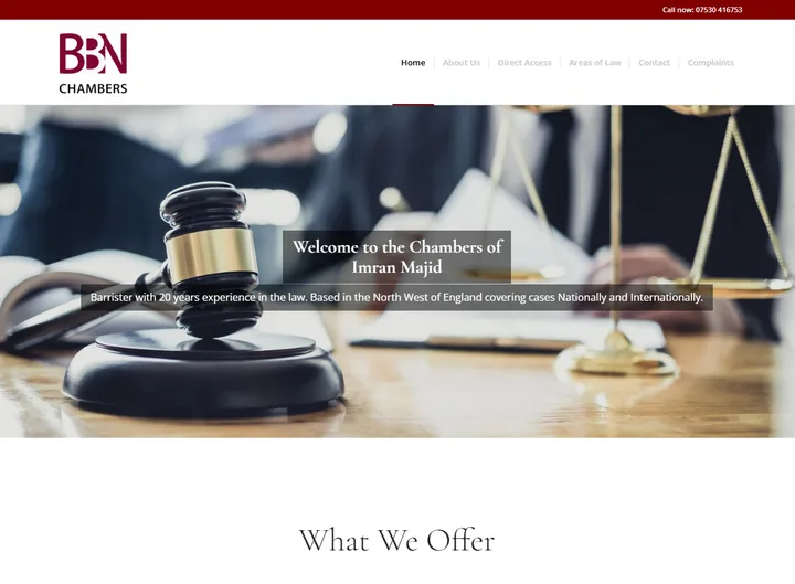BBN Chambers website screenshot built by Web Spinner UK