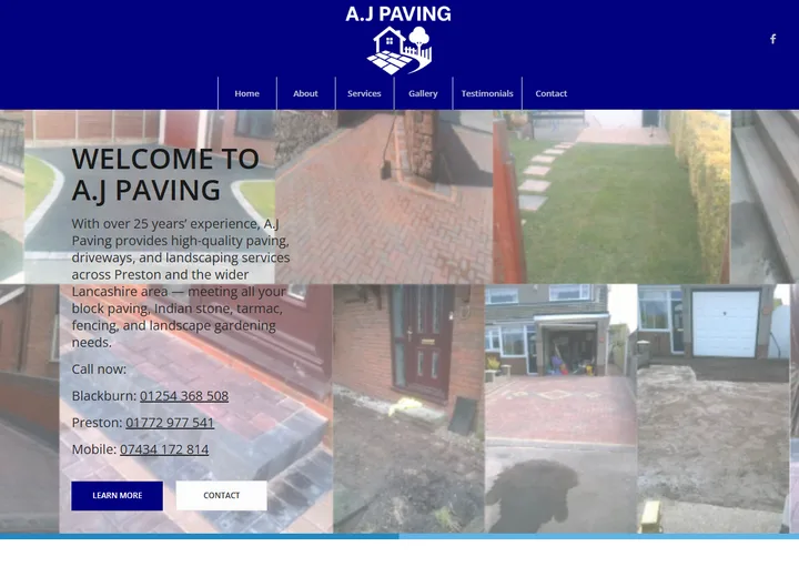 Blackburn Paving website screenshot built by Web Spinner UK