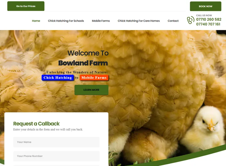 Bowland Animal Experience Ltd website screenshot built by Web Spinner UK