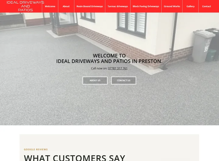 Ideal Driveways and Patios website screenshot built by Web Spinner UK