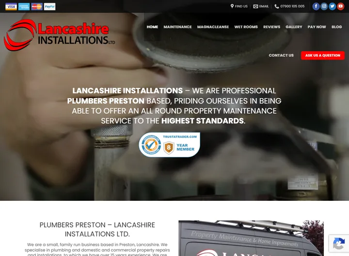 Lancashire Installations Ltd website screenshot built by Web Spinner UK