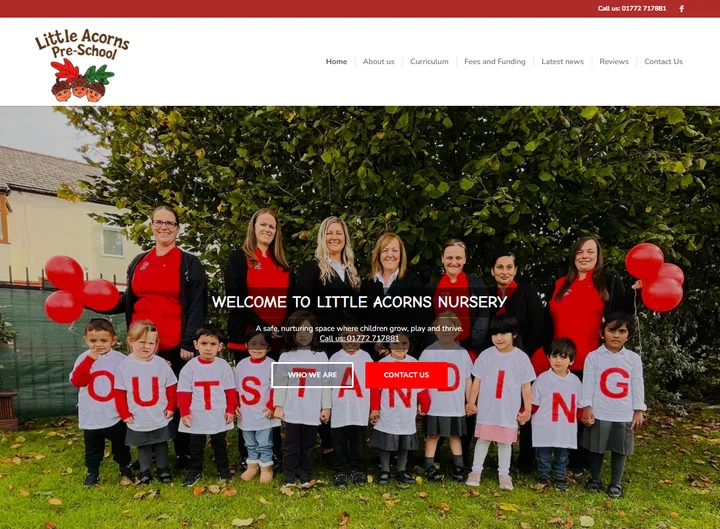 Little Acorns Nursery website screenshot built by Web Spinner UK