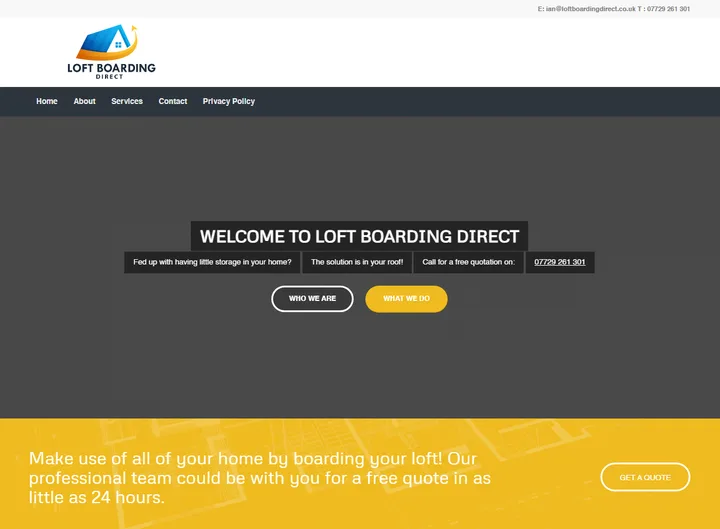 Loft Boarding Direct website screenshot built by Web Spinner UK