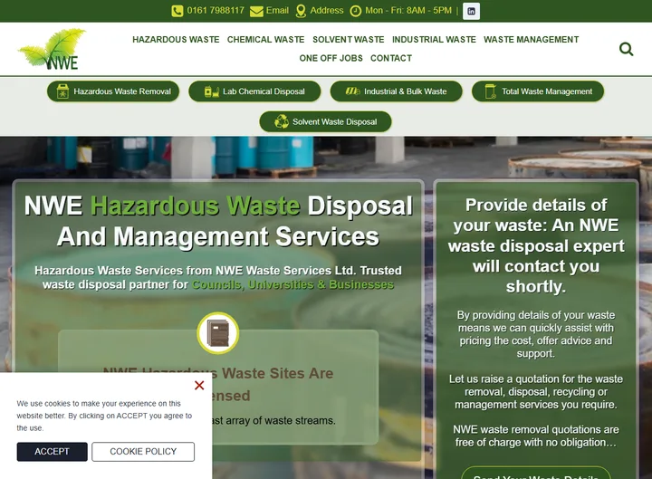 NWE Waste website screenshot built by Web Spinner UK