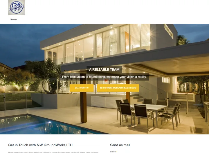 NW Groundworks Ltd website screenshot built by Web Spinner UK