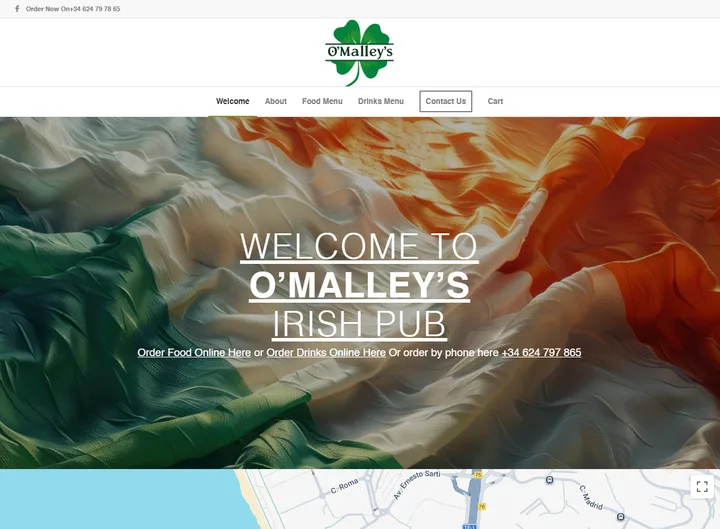 O Malleys Tenerife website screenshot built by Web Spinner UK