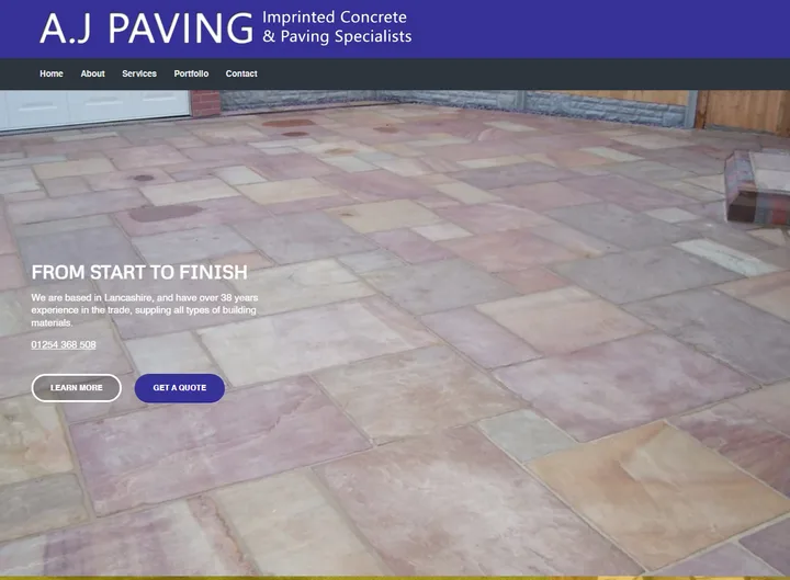 Paving Specialist in Blackburn website screenshot built by Web Spinner UK