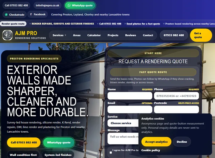 Pro Rendering website screenshot built by Web Spinner UK