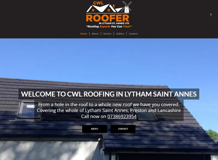 Roofer in Lytham St Annes website screenshot built by Web Spinner UK