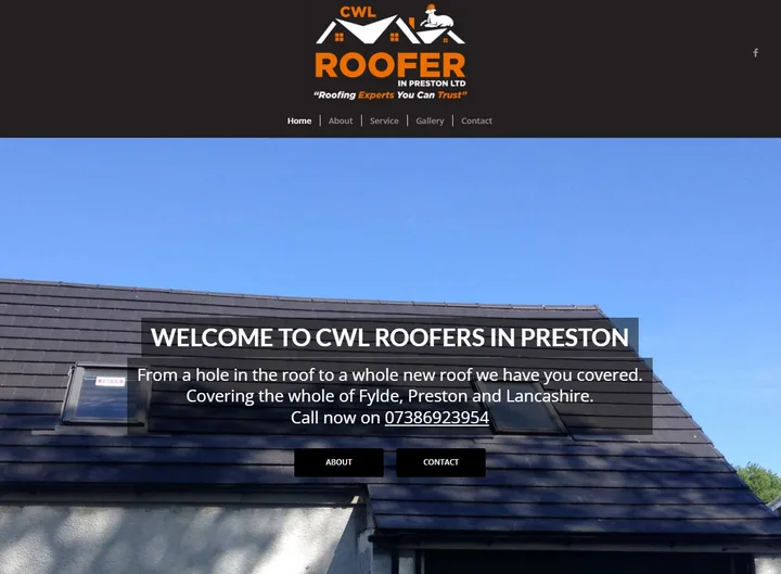 Roofer in Preston website screenshot built by Web Spinner UK