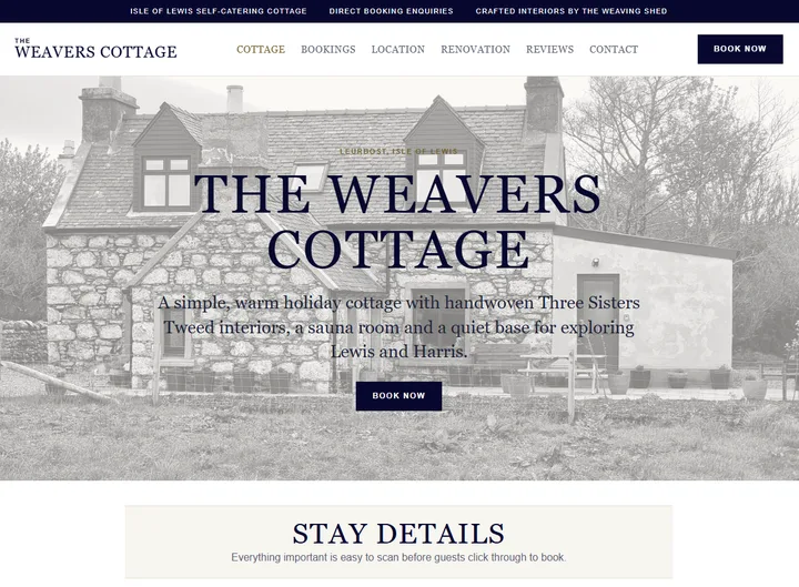 The Weavers Cottage website screenshot built by Web Spinner UK