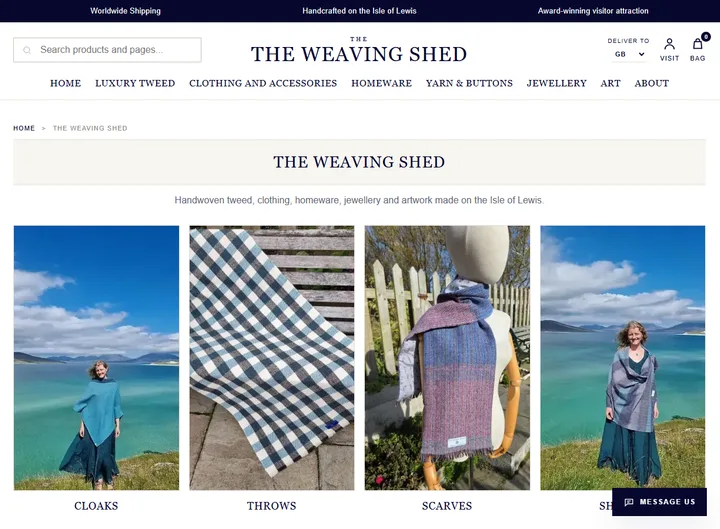 The Weaving Shed website screenshot built by Web Spinner UK